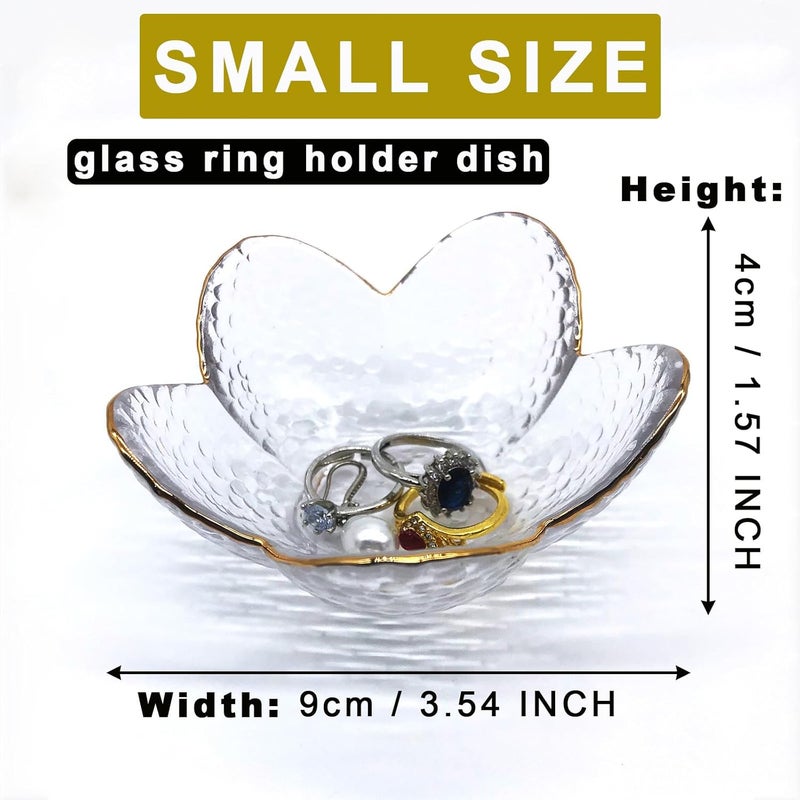 BESSKON Small Ring Dish Jewelry Bowl, Glass Jewelry Dish Trinket Bowl, Crystal Ring Holder Dish Jewelry Plate, Nightstand Decor Jewelry Holder Dish, Engagement Gift Jewelry Tray Dish for Rings, Keys - Image 2